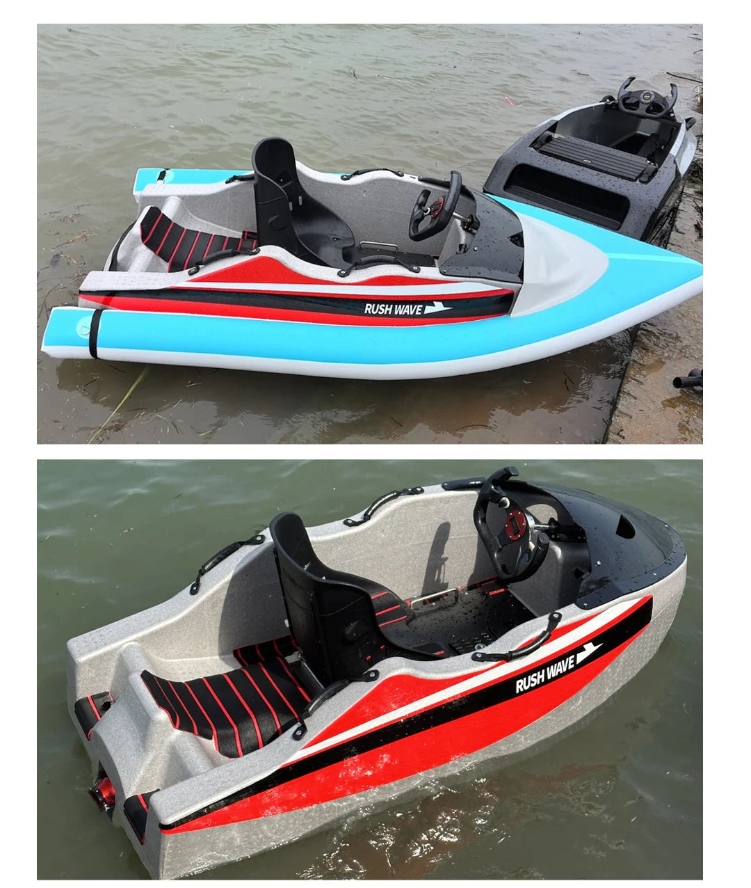 RUSH WAVE Mini Electric Sport Yacht 2-Person Capacity Durable ASA Material Multi-Functional Fishing & Water Sports Boat