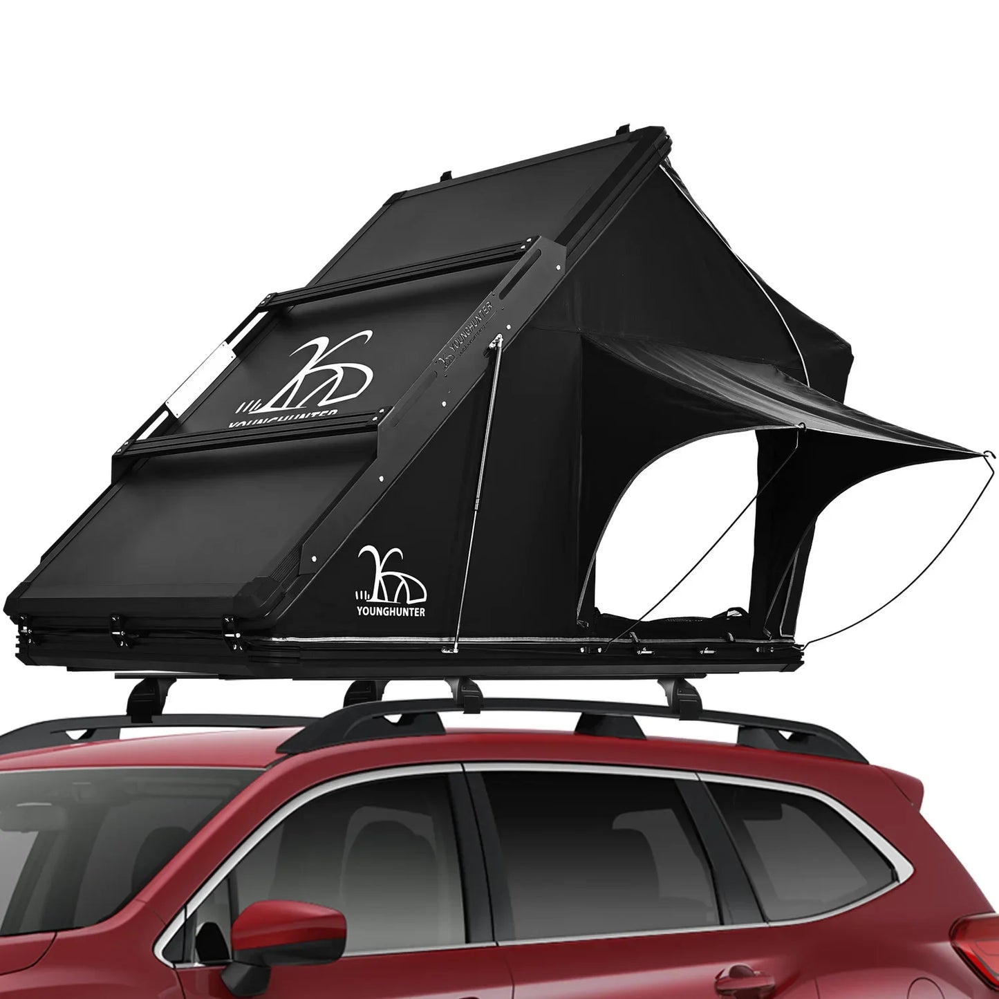 YOUNGHUNTER SUV Roof Top Tent Triangle Aluminum Hard Shell with Rainfly for Camping Upgraded