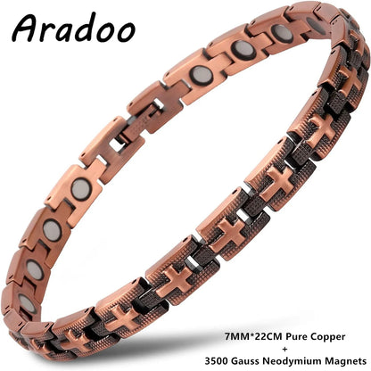ARADOO Copper Bracelets for Women 99.9% Pure Copper Magnetic Adjustable Wristban