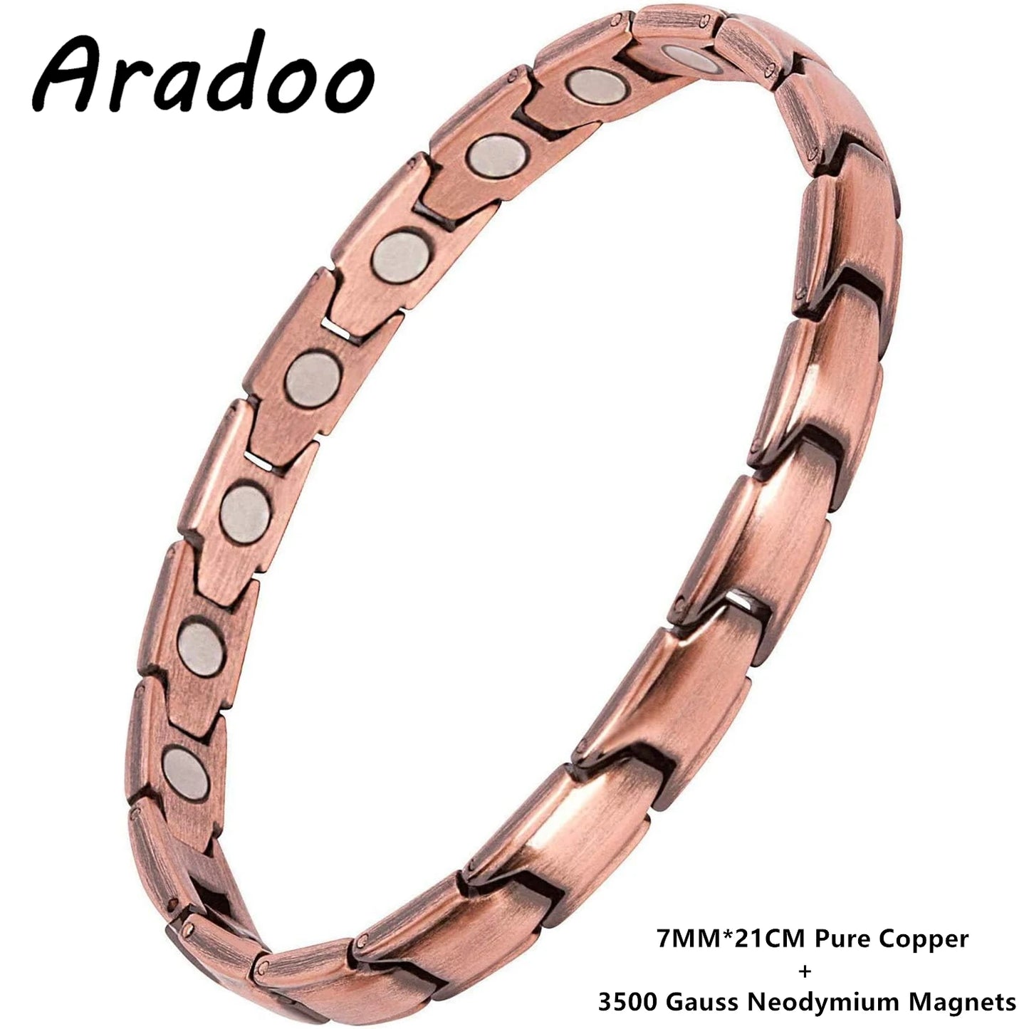 ARADOO Copper Bracelets for Women 99.9% Pure Copper Magnetic Adjustable Wristban