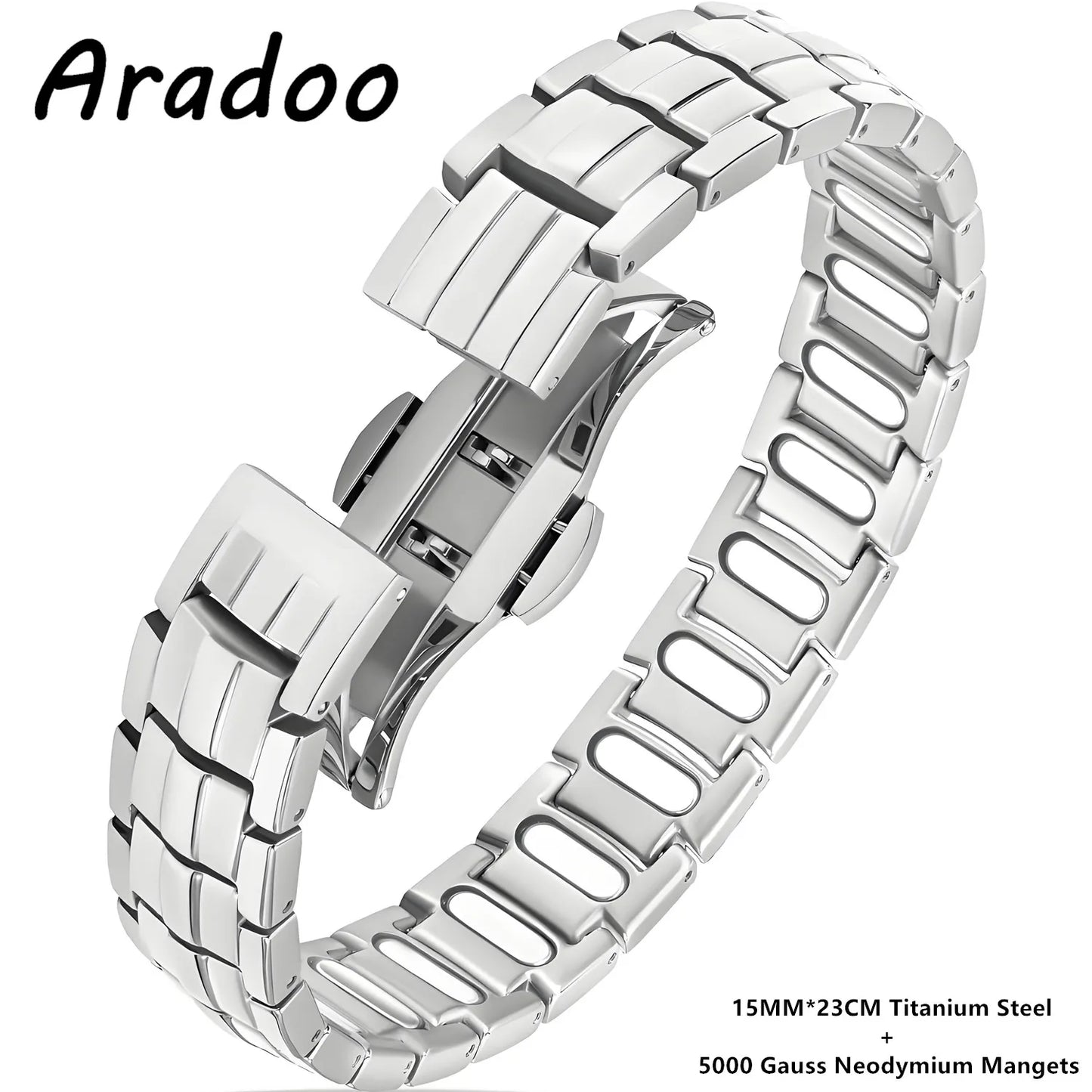 ARADOO Premium Copper Bracelet for Men with Strength 5000 Gauss Magnets Titanium