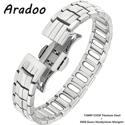 ARADOO Premium Copper Bracelet for Men with Strength 5000 Gauss Magnets Titanium
