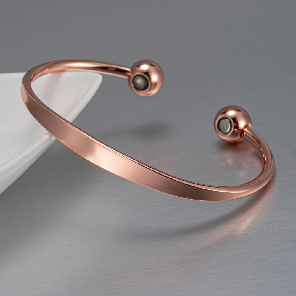 Vinterly Pure Copper Bracelets Magnetic Shiny Adjustable Bangles Arthritis Pain