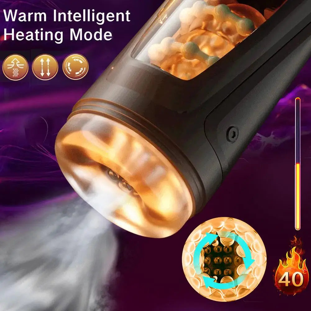 Telescopic Heating Male Intimate Massager, Digital Display Vibration Transparent Smart Training Adult Wellness Gadget
