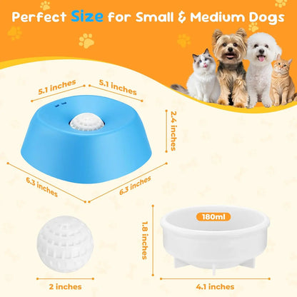 Slow Feeder Dog Bowls, Lick Sphere Puzzle Feeder for Liquid Treats, Non-Spill Pu