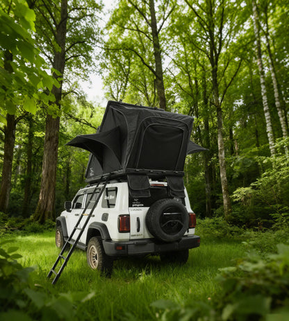 YOUNGHUNTER SUV Roof Top Tent Triangle Aluminum Hard Shell with Rainfly for Camping Upgraded