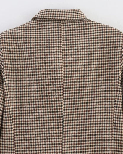 Women's Plaid Blazer Spring Casual Double Breasted Suit Jacket Office Work Daily Outwear Two Colors