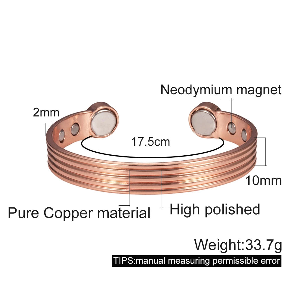 Vinterly Pure Copper Bracelets Adjustable Vintage Knot Magnetic Bangles 8mm Wide