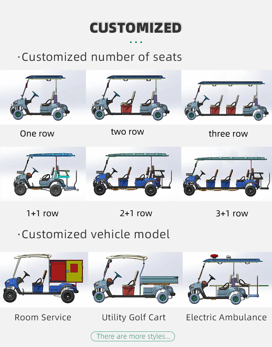 China Made Top Adult Golf Cart 6 Seater 25 MPH Speed Electric Vehicle Club 350CC Gas Powered Sightseeing Car