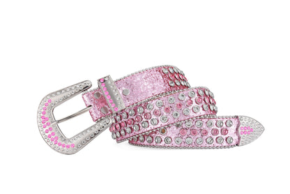 Men's Jeans Rhinestone Large Size Belt Women's Belt Western Denim Shiny Rivet Design Leather HipHop Punk Rock Y2K Style Belt