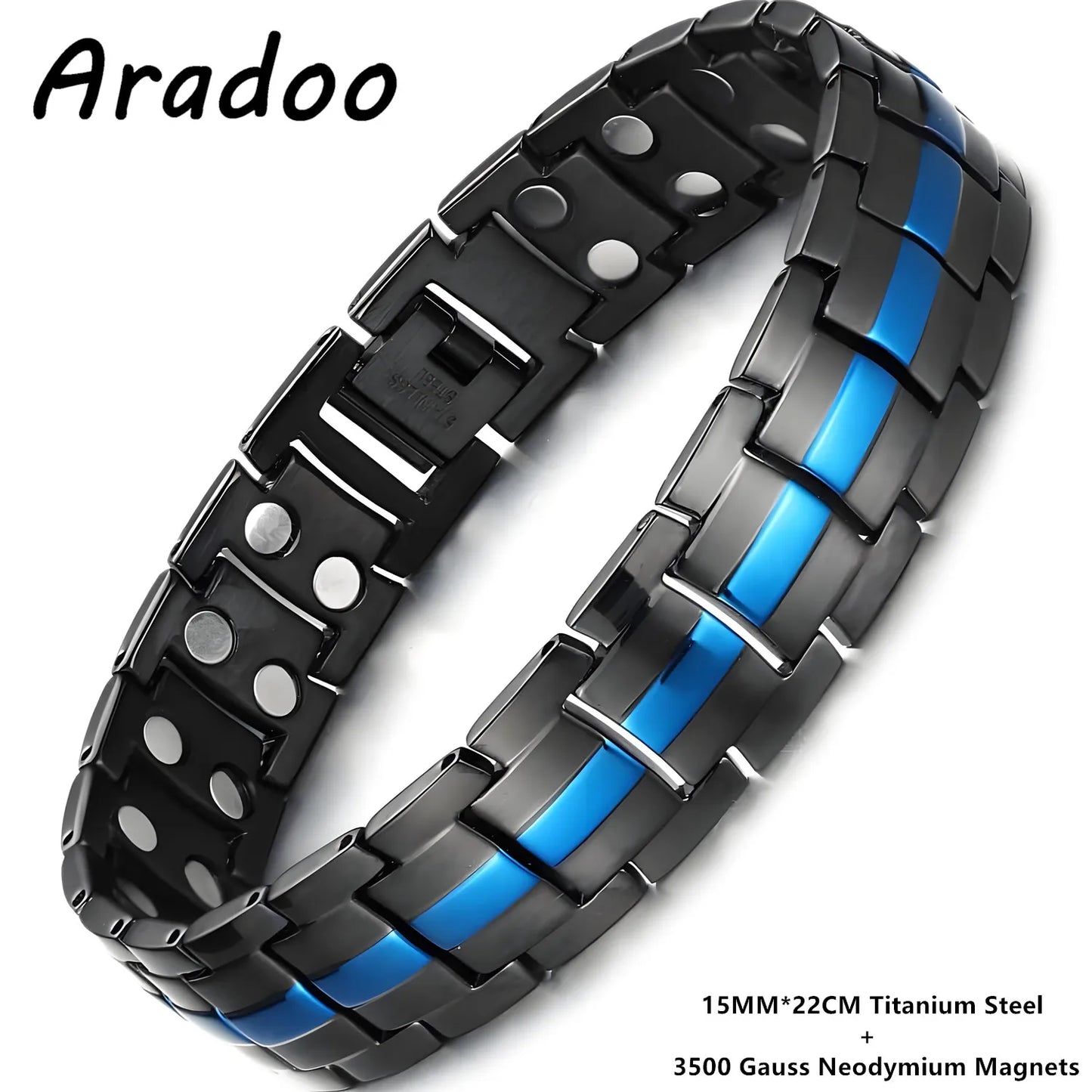 ARADOO Premium Copper Bracelet for Men with Strength 5000 Gauss Magnets Titanium