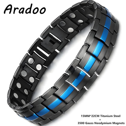 ARADOO Premium Copper Bracelet for Men with Strength 5000 Gauss Magnets Titanium