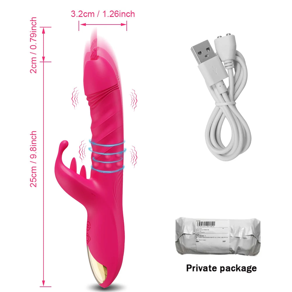 Thrusting Rabbit Vibrator for Women Go and Come G-Spot Dildo Vibrator Clitoris Stimulator Female Masturbation Sex Toy for Women