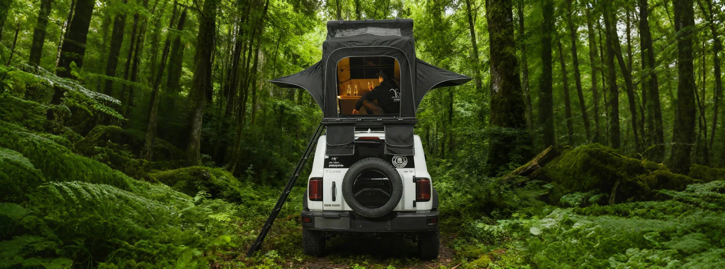 YOUNGHUNTER SUV Roof Top Tent Triangle Aluminum Hard Shell with Rainfly for Camping Upgraded
