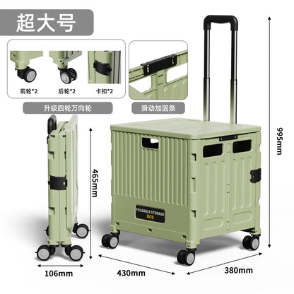 Folding Shopping Cart Household Multi-functional Mobile Shopping Cart Camping Storage Plastic Large-capacity Shopping Cart