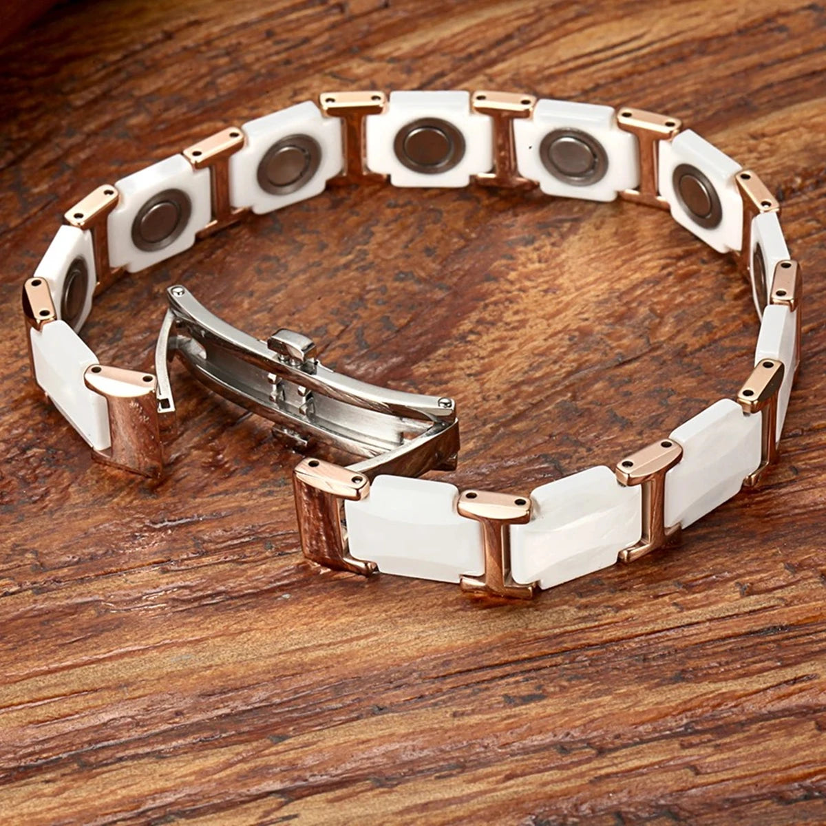 ARADOO Classic Dreamy Blue Ceramic Titanium Steel Bracelets Strap Buckle Design