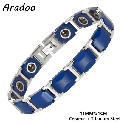 ARADOO Classic Dreamy Blue Ceramic Titanium Steel Bracelets Strap Buckle Design