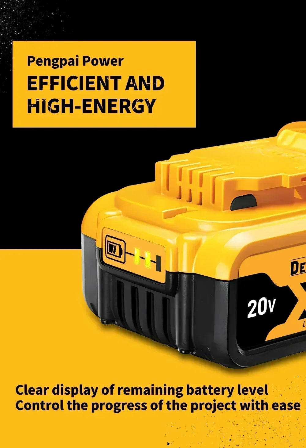 DeWalt 20V Replacement Battery – 2Ah, 5Ah, 6Ah & 9Ah Li-Ion | Compatible with DCB200, DCB205, DCD & DCF Series