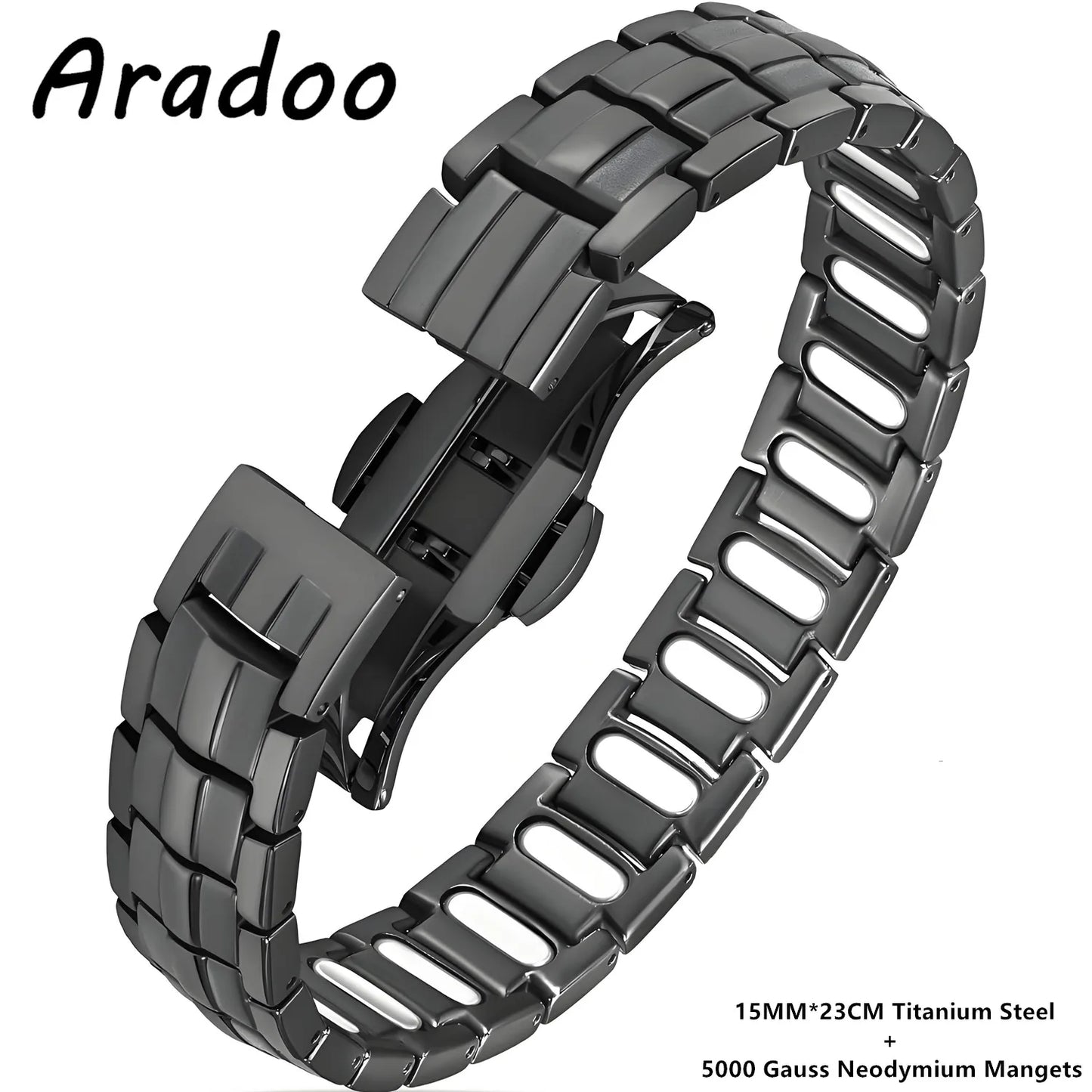 ARADOO Premium Copper Bracelet for Men with Strength 5000 Gauss Magnets Titanium