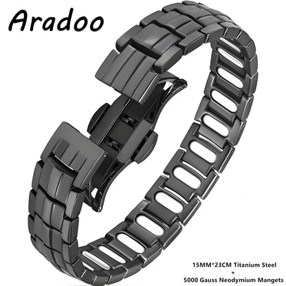 ARADOO Premium Copper Bracelet for Men with Strength 5000 Gauss Magnets Titanium