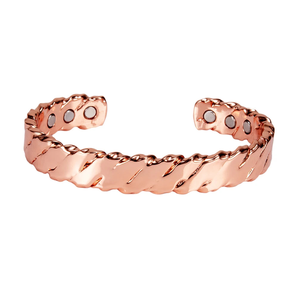 Pure Copper Magnetic Bracelet Arthritis Twisted Adjustable Cuff 12mm Magnetic Ba