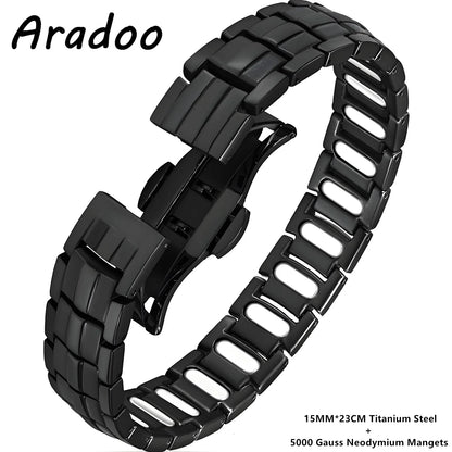 ARADOO Premium Copper Bracelet for Men with Strength 5000 Gauss Magnets Titanium