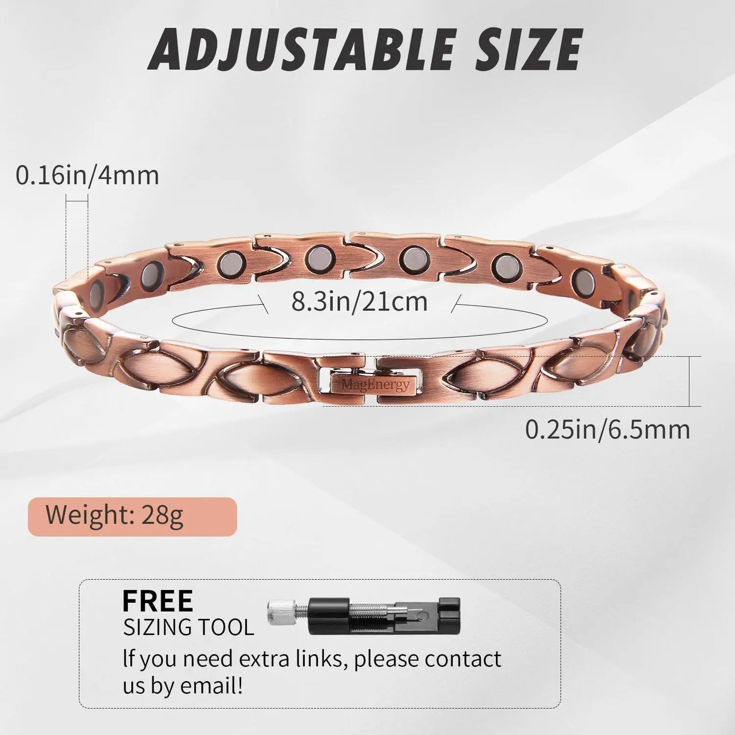 ARADOO Copper Bracelets for Women 99.9% Pure Copper Magnetic Adjustable Wristban