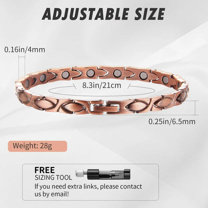 ARADOO Copper Bracelets for Women 99.9% Pure Copper Magnetic Adjustable Wristban