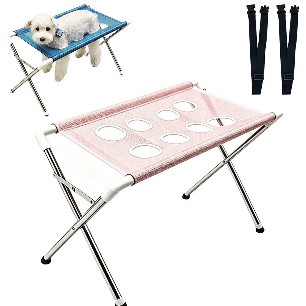 Portable Pet Grooming Bath Hammock Stand Adjustable Dog Cat Washing Restraint Mesh Support Rack Foldable Pet Bathing Helper