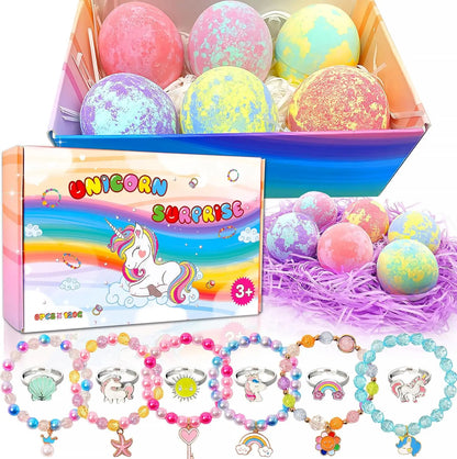 Unicorn Bath Bombs with Surprise Toys Inside, Easter Gifts for Kids Girls