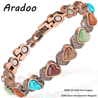 ARADOO Pure Copper Bracelets for Women with Turquoise Ultra Strength Magnetic Wr