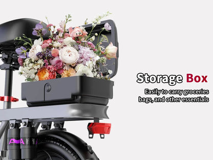 UPlee GQ8 Adult Electric Bike 750W Peak Motor 48V15AH electric scooter 14 Inch fat tire Full Shock Foldable with trunk e bike
