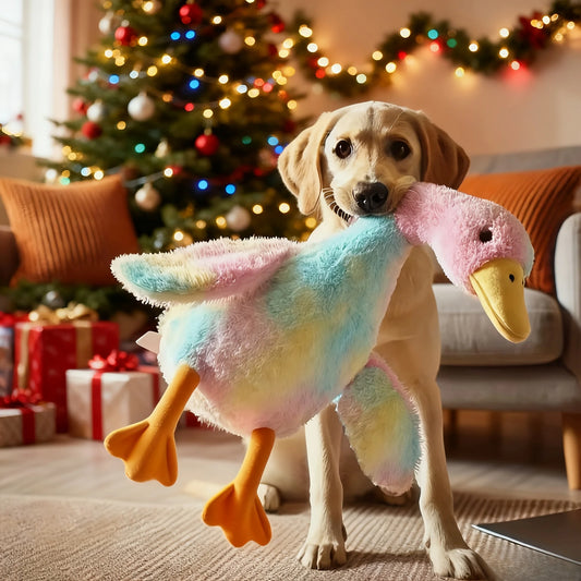 1pc 50cm Soft Duck: Colorful tie dye cat and dog plush toy, upgraded version (embroidered eyes+no zipper design), companion dog