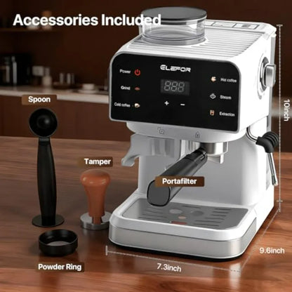 Espresso Machine 20 Bar for Home Use Stainless Steel Black High-Pressure Extraction Perfect Espresso Flavor