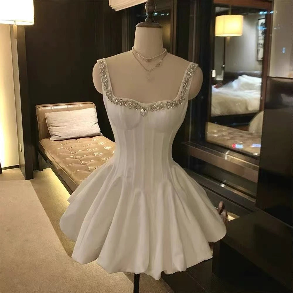 2025 Autumn New Women's Midi Dress French Vintage Lace Evening Gown Romantic Fairy Princess Style Elegant Party Formal Wear