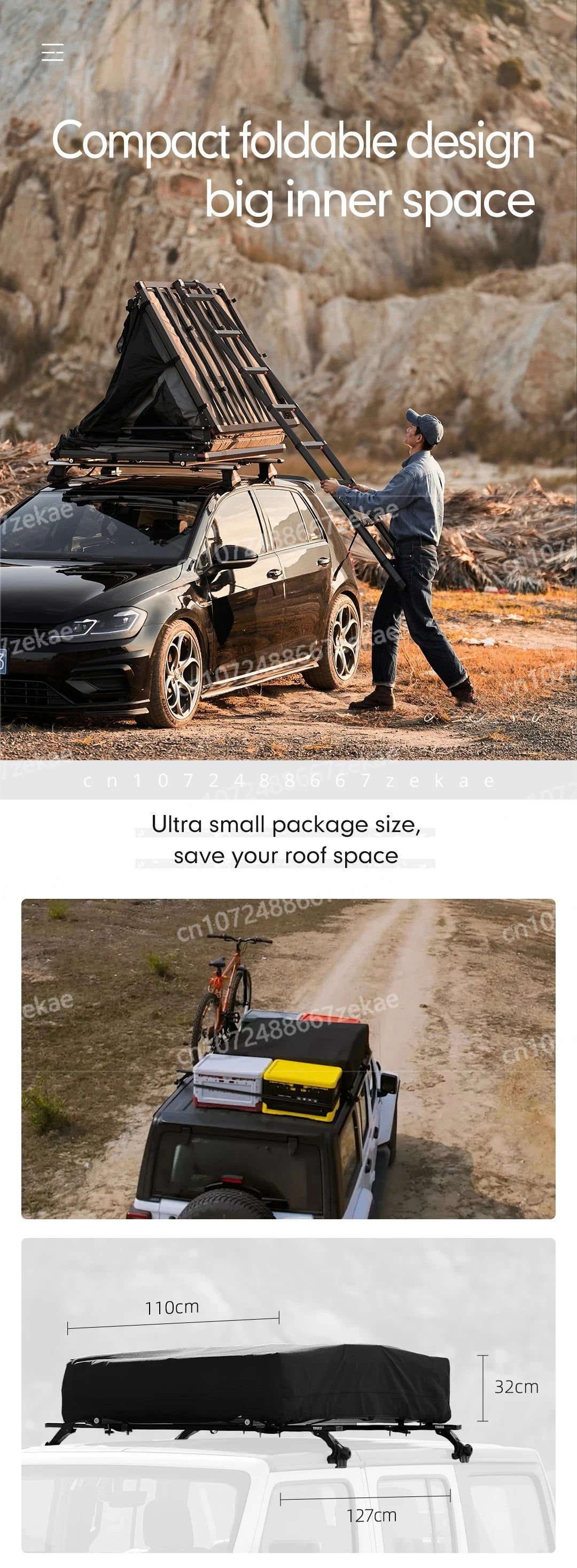 Wild Land Entry Level Tent Car Roof Top Tent Light Weight Camping Roof Tent Camping outdoors Camper Trailer with Roof