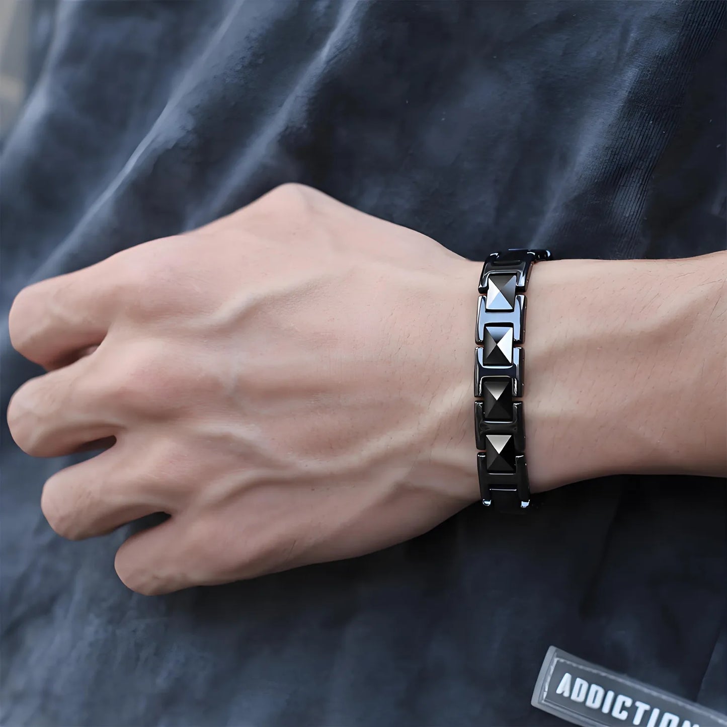 ARADOO Premium Ceramic Titanium Steel Bracelet for Men Women with Hematite Magne