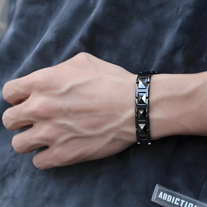 ARADOO Premium Ceramic Titanium Steel Bracelet for Men Women with Hematite Magne