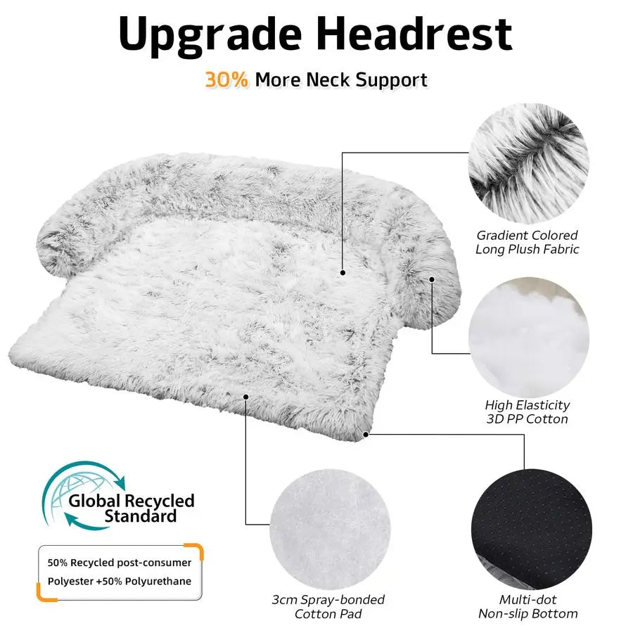 Dog Bed Fluffy Plush Dog Mat for Furniture Protector with Removable Washable Cover for Large Medium Small Dogs and Cats Large, L