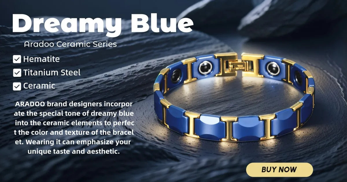 ARADOO Classic Dreamy Blue Ceramic Titanium Steel Bracelets Strap Buckle Design