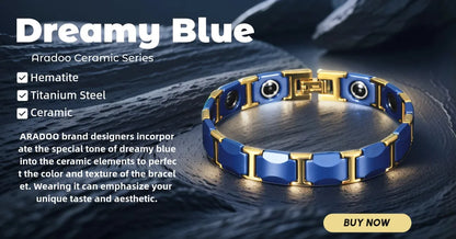 ARADOO Classic Dreamy Blue Ceramic Titanium Steel Bracelets Strap Buckle Design