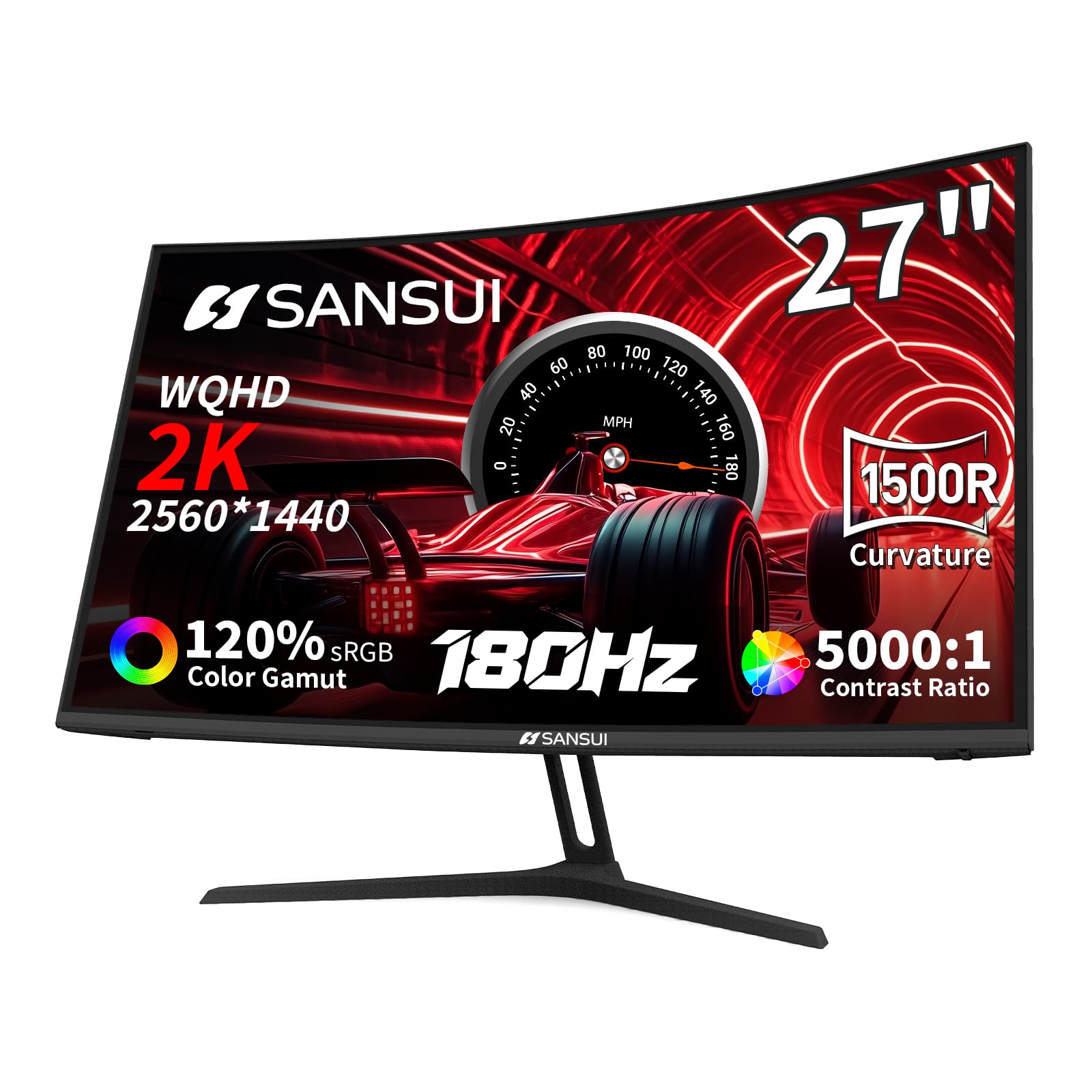 SANSUI 27" Curved Gaming Monitor 240Hz FHD 1080P 1ms