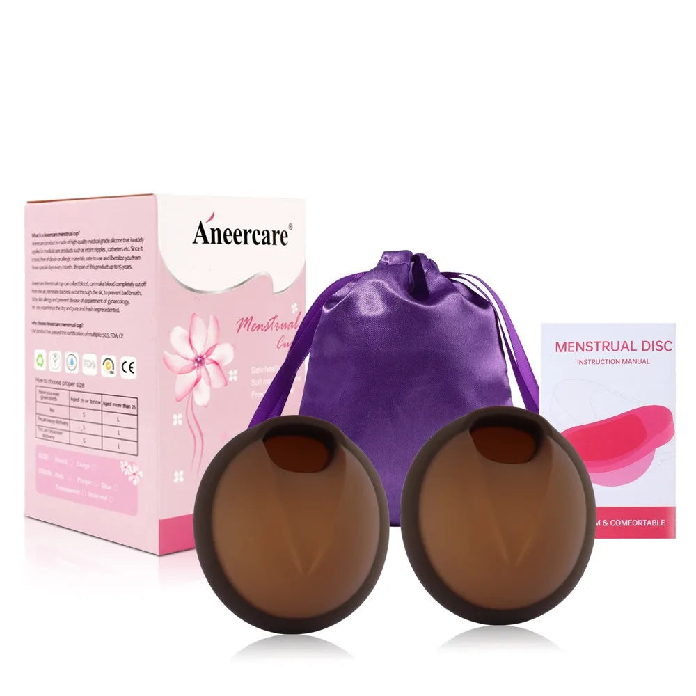Soft Silicone Lady Cup Reusable certified Disc Accessories Disk With Storage bag Kit Women Health Care Feminine Hygiene