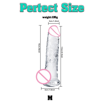 Soft Jelly Dildo Different Sizes Transparent Realistic Fake Dick Penis with Suction Cup G Spot Vagina Massage Sex Toy for Women