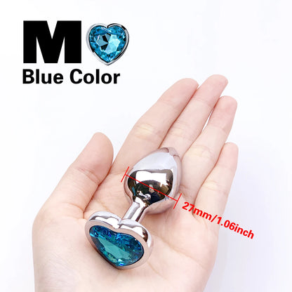 Metal Anal Plug Heart Crystal Beginner To Expert 5 Size Butt Plug Adult Toy Tail Female/Male Dildos Sex Toys Couples Adults Game