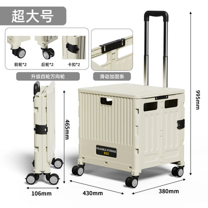 Folding Shopping Cart Household Multi-functional Mobile Shopping Cart Camping Storage Plastic Large-capacity Shopping Cart