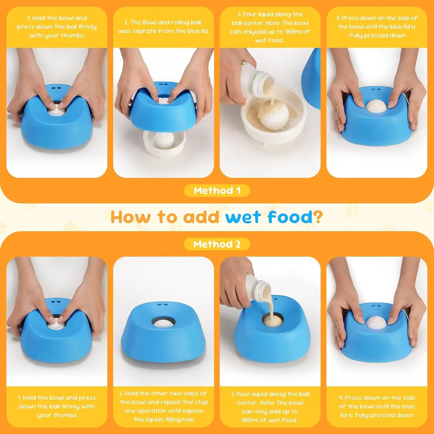 Slow Feeder Dog Bowls, Lick Sphere Puzzle Feeder for Liquid Treats, Non-Spill Pu