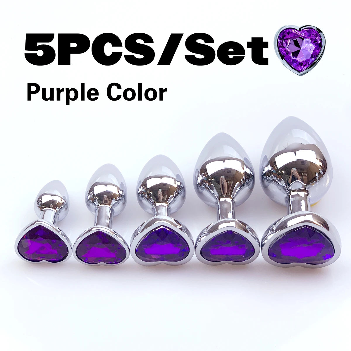 Metal Anal Plug Heart Crystal Beginner To Expert 5 Size Butt Plug Adult Toy Tail Female/Male Dildos Sex Toys Couples Adults Game