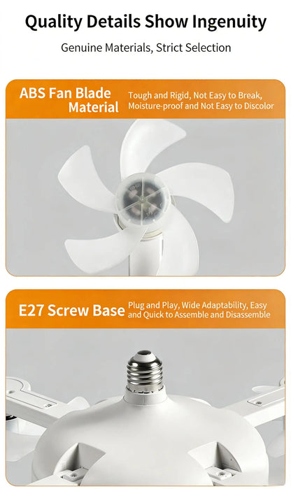 Ceiling Fan Light Drone E27 3/4 Head 2-in-1 Design Fan Lighting Bulb with Remote Control AC85-265V for Home Restaurant Bedroom