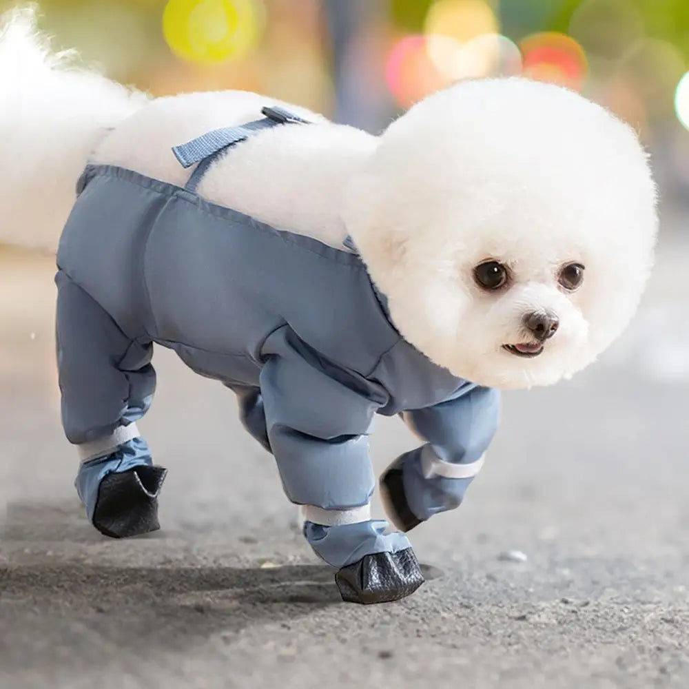 Waterproof Dog Boots With Suspenders Adjustable Anti-Fall Dog Pet Boots Dirty-Proof Pet Shoes For French Bulldog Poodle